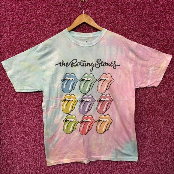 The Rolling Stones Hot Lips Pop Art Rock Pastel Tie Dye L - Picture 1 of 4
